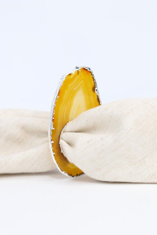 Porta Guardanapo Ágata Natural Banhado Prata