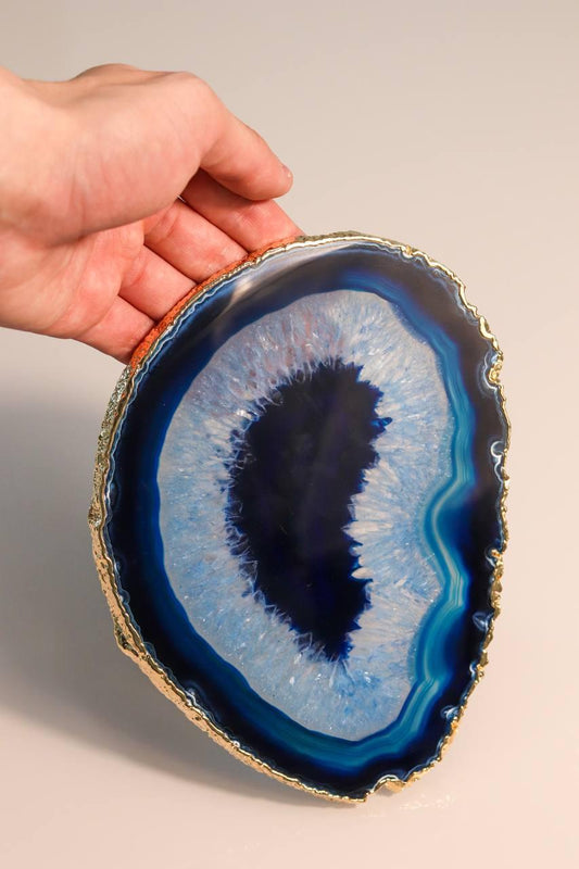 Chapa Ágata Azul Banho Ouro 281 a 385 gramas aprox.