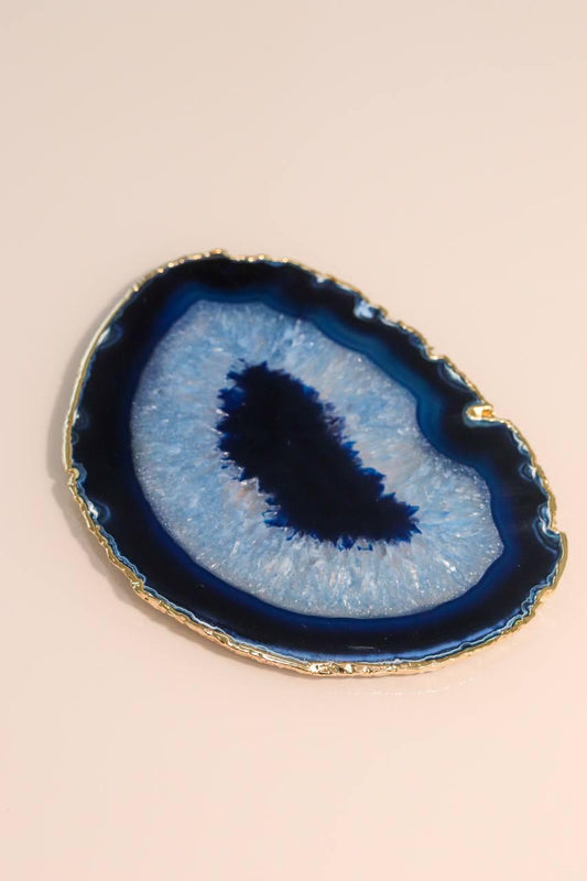 Chapa Ágata Azul Banho Ouro 281 a 385 gramas aprox.
