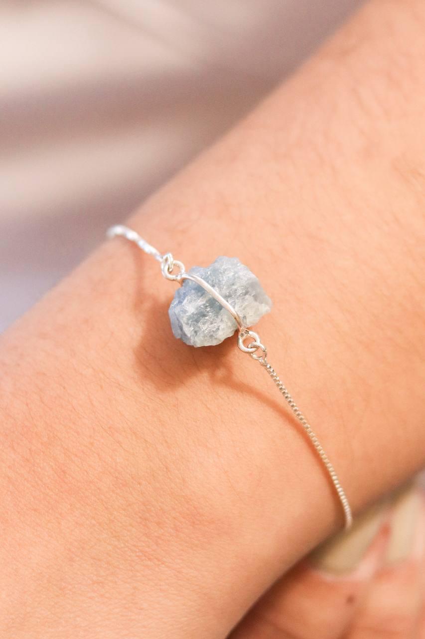 Pulseira Água Marinha Abraço Banho Prata