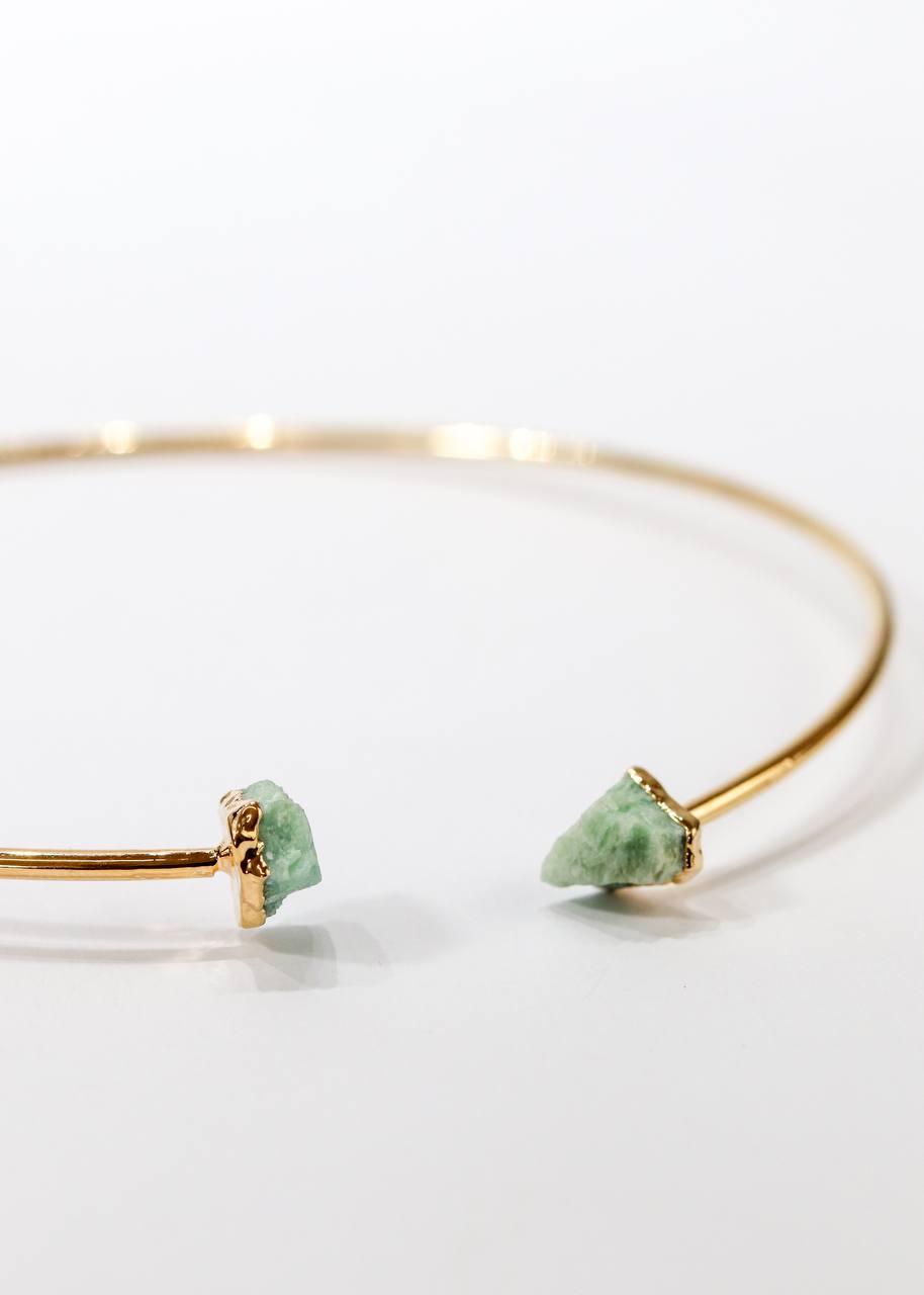 Choker Duo Amazonita Bruta com Eletroplate Banho Ouro