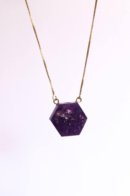 Colar Difusor Ametista Banho Ouro