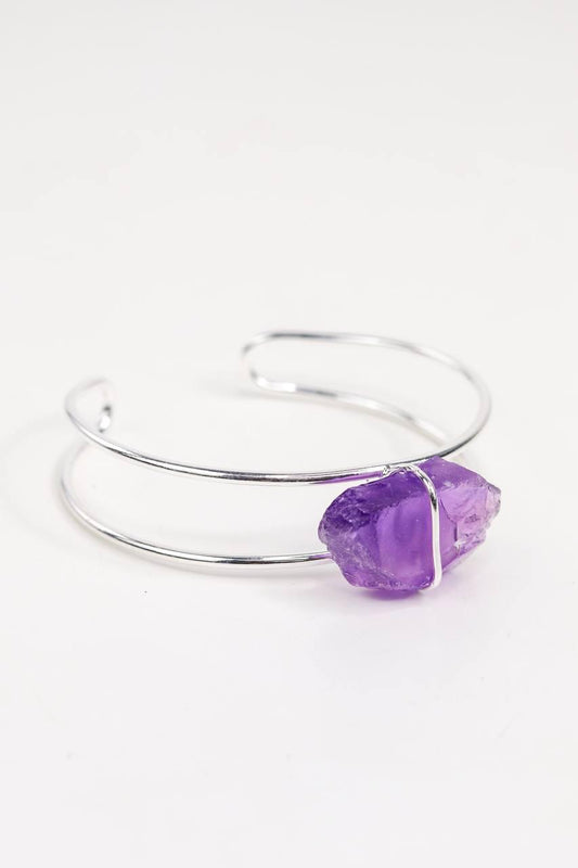 Bracelete Ametista Laços Banho Prata