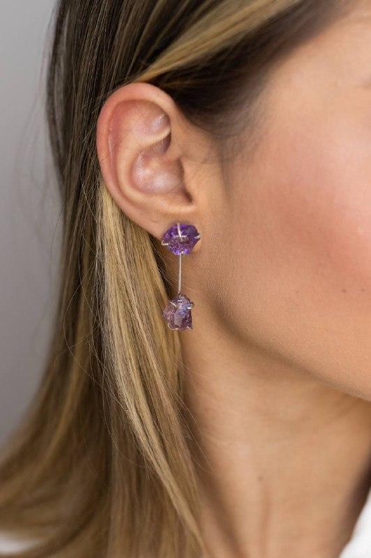 Brinco Ametista Constelar  banhado Ouro