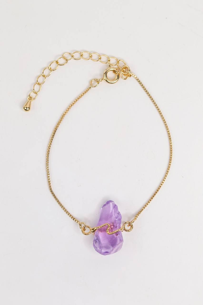 Pulseira Ametista Abraço Banho Ouro