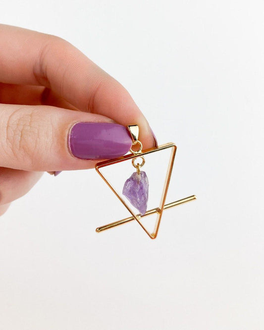 Pingente Ametista Terra Banhado Ouro