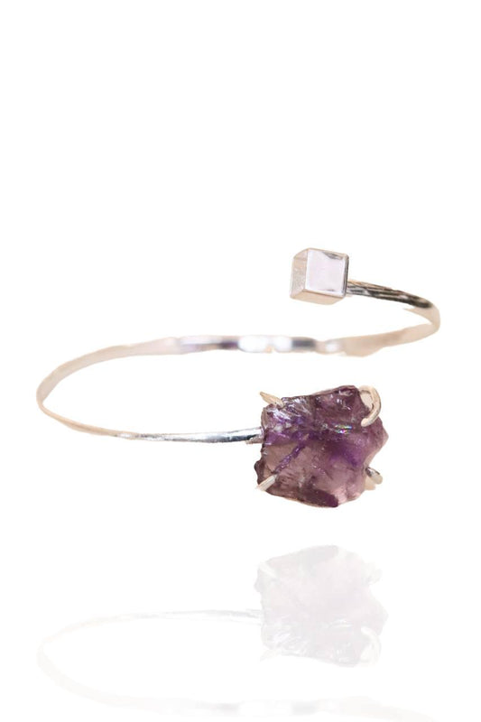 Bracelete Ametista Cubo Banho Prata