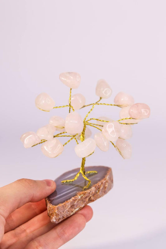 Árvore pedra Quartzo Rosa mini