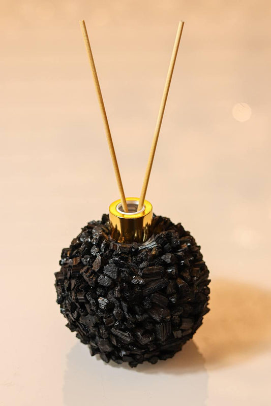 Difusor Turmalina Preta Banho Ouro