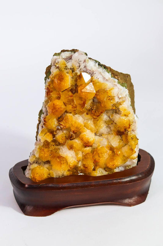 Drusa Citrino na Base Madeira Marrom 1,460 Kg aprox.