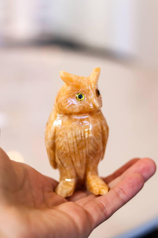 Coruja Calcita Laranja Média