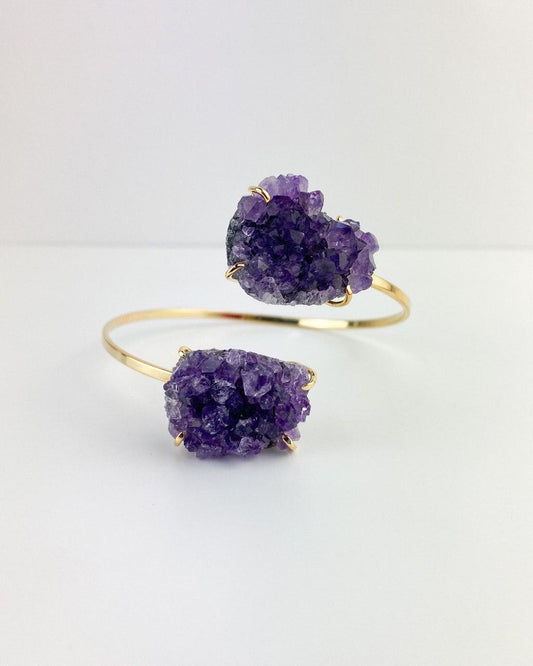 Bracelete Duo Drusa de Ametista banhado a Ouro