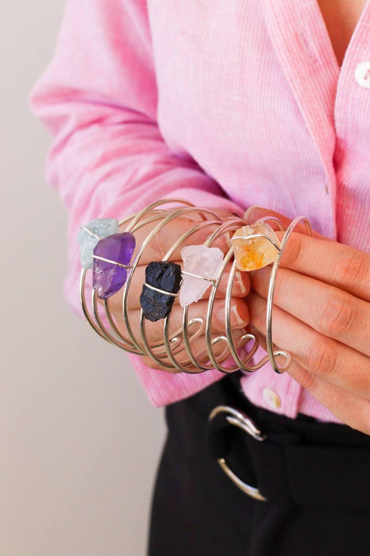 Bracelete Citrino Laços Banho Prata