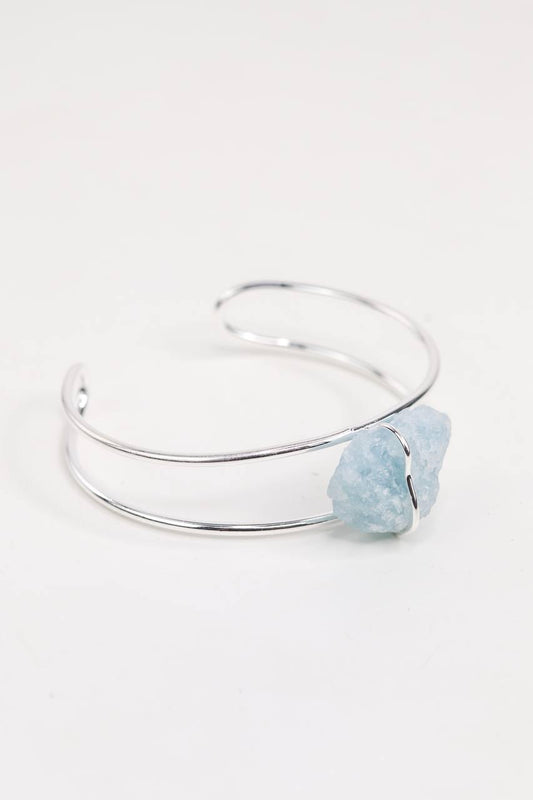 Bracelete Água Marinha Laços Banho Prata