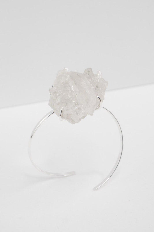Bracelete Drusa Cristal com Garra banhado Prata