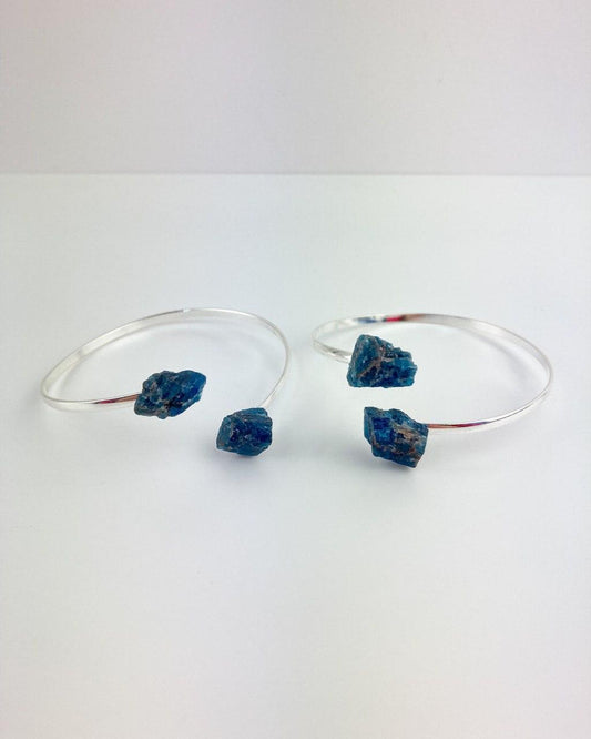Bracelete Apatita Azul Duo Banho Prata