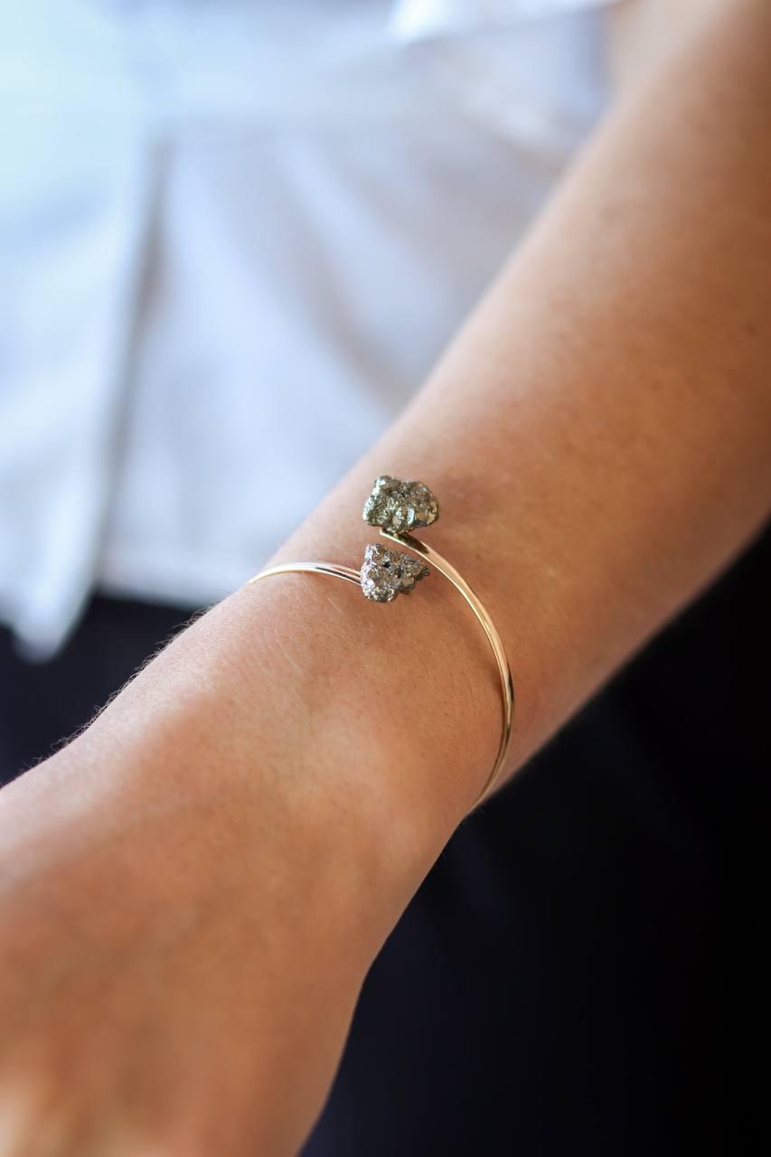 Bracelete duo Pirita banho ouro