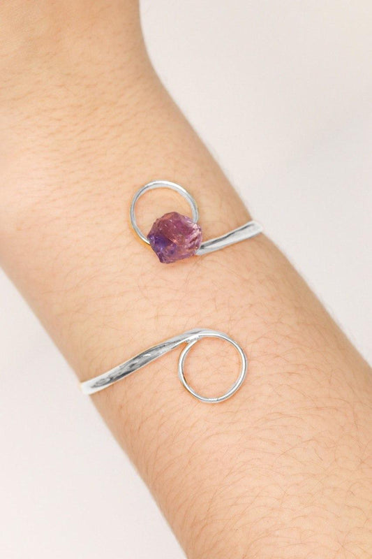 Bracelete Pedra Ametista Ellos Maxi banhado Prata