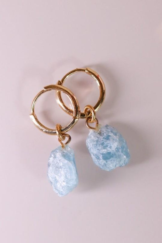 Brinco Argola Boleada Água Marinha Banho Ouro