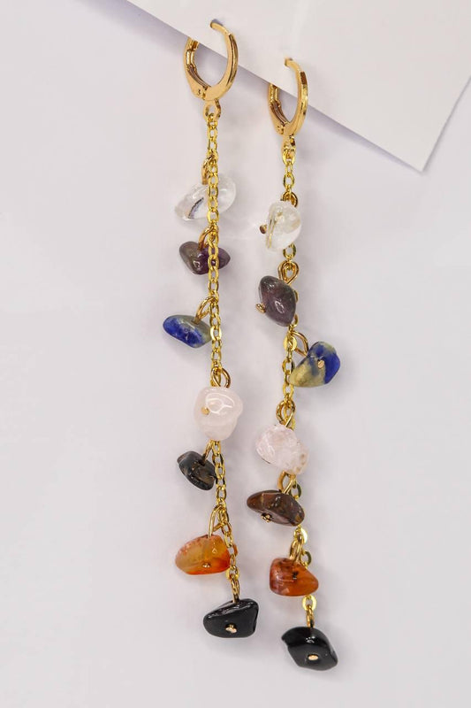 Brinco Chakras Cascalho Banhado a Ouro