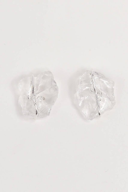 Brinco Cristal Bruto Abraço Banho Prata