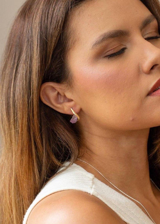 Brinco Ametista Ello Midi banhado Ouro