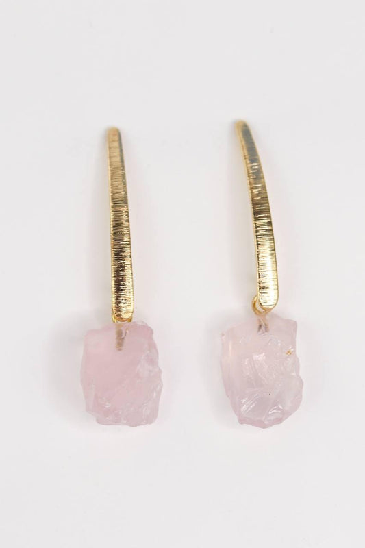 Brinco Quartzo Rosa banhado Ouro