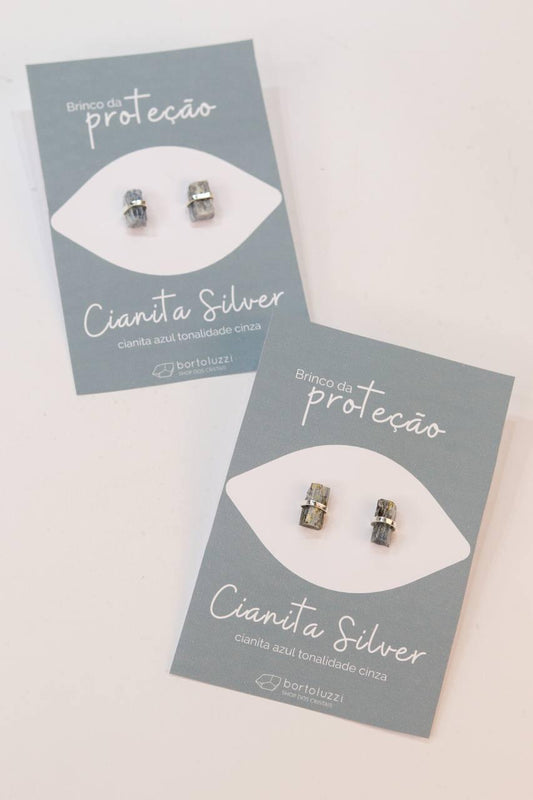 Brinco da Proteção Cianita Silver