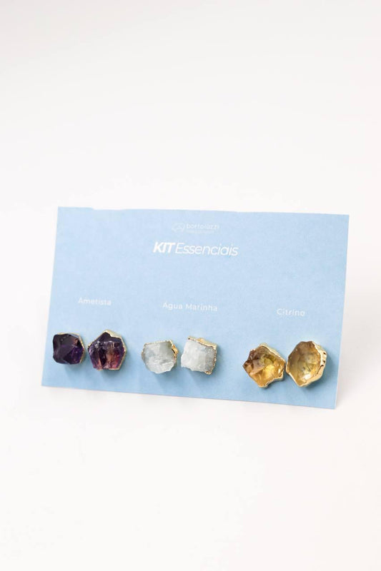 Kit Brincos Brutos Essenciais Banho Ouro