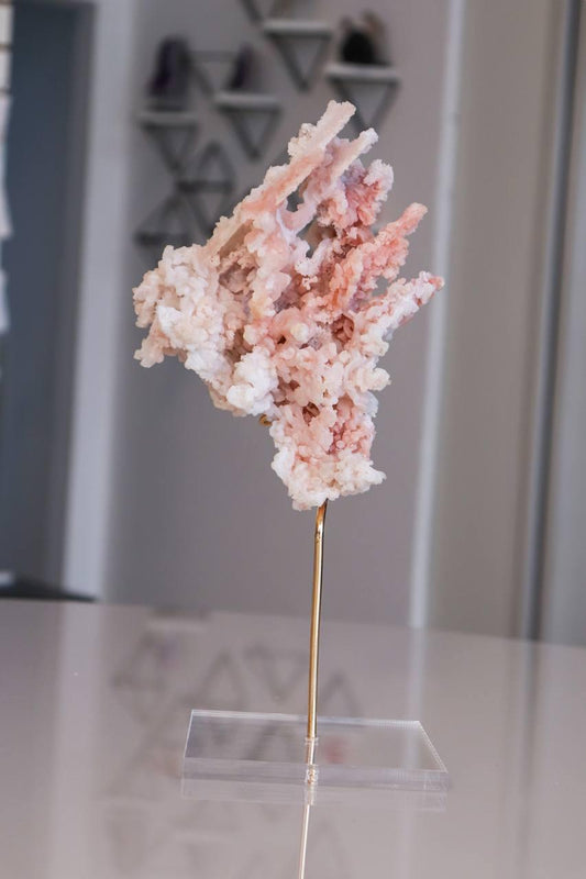 Pedra Calcedônia Rosa Bruta 480 gramas