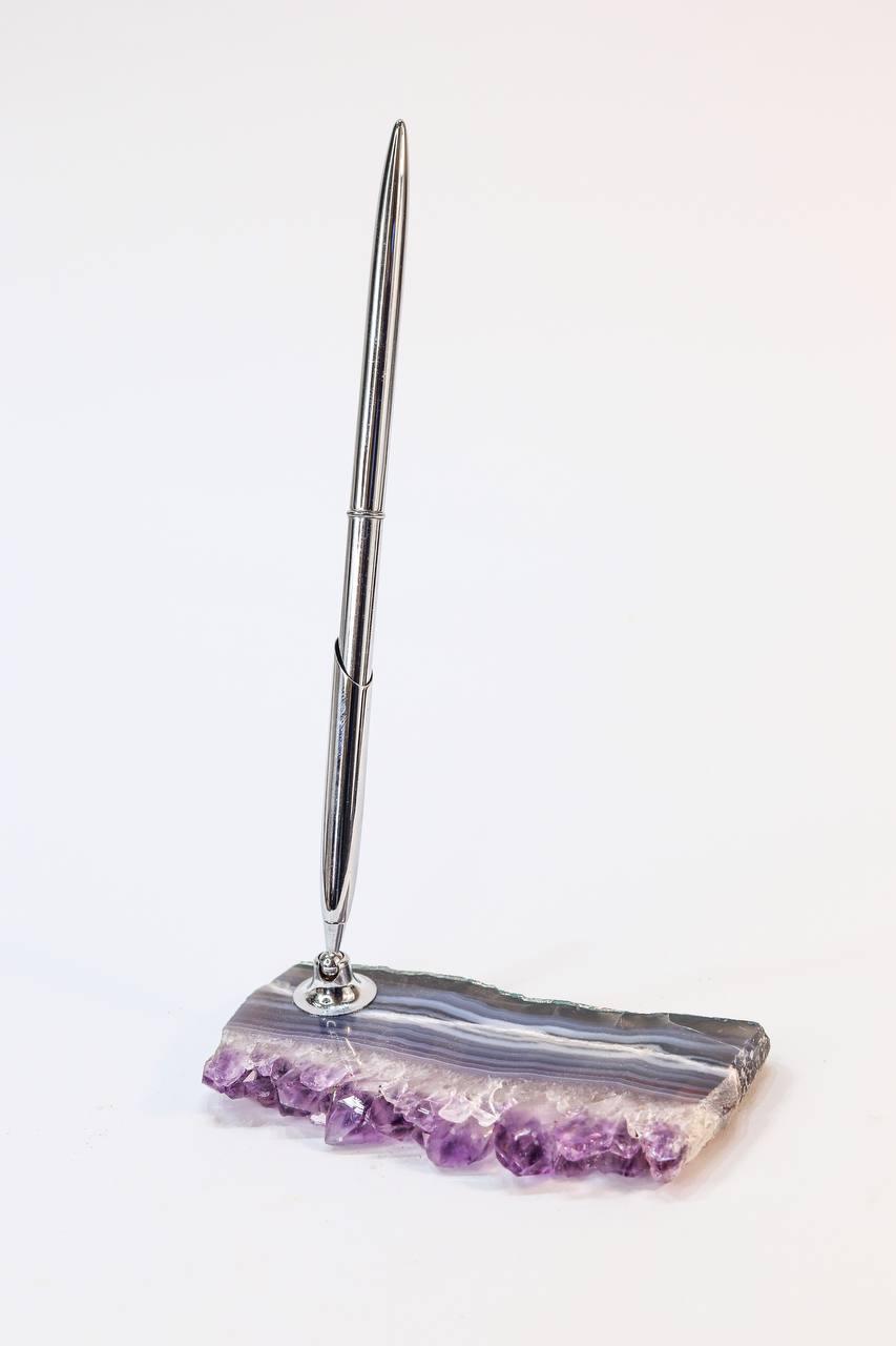 Porta Caneta Ametista Slice Prateado