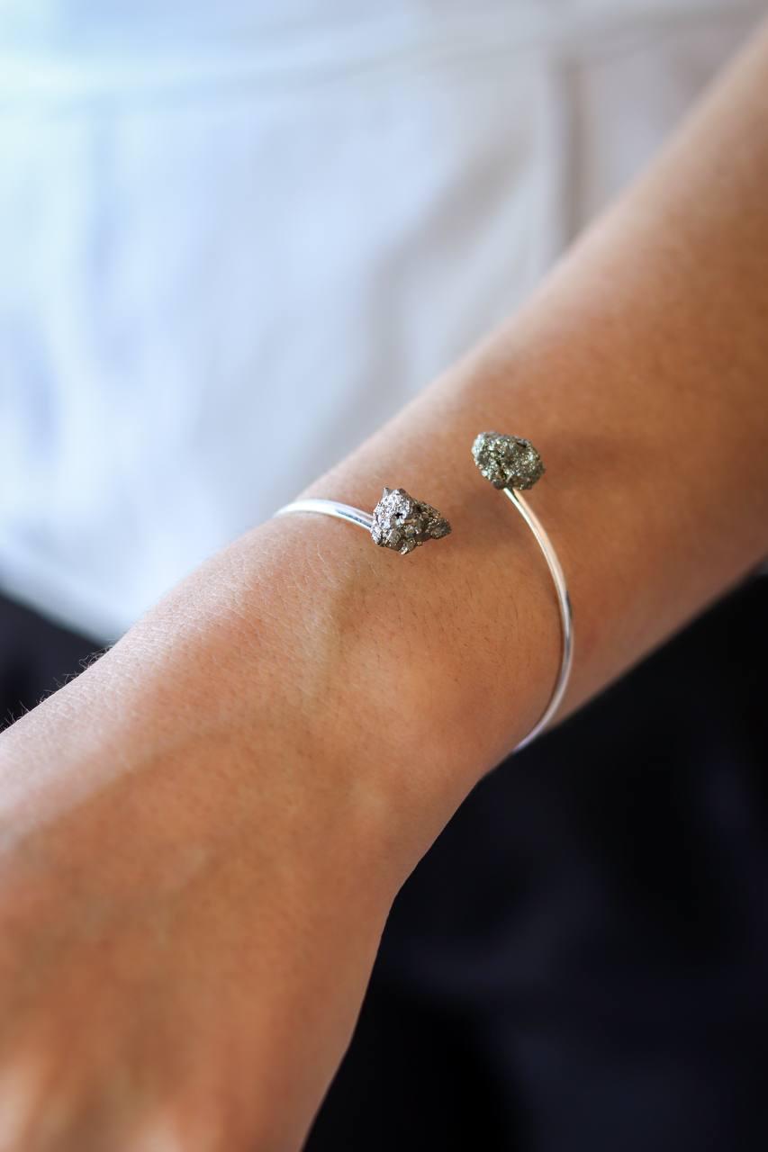 Bracelete duo Pirita banho prata