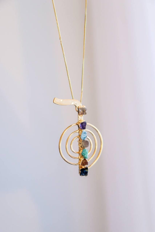 Colar Longo Reiki Chakras Banho Ouro