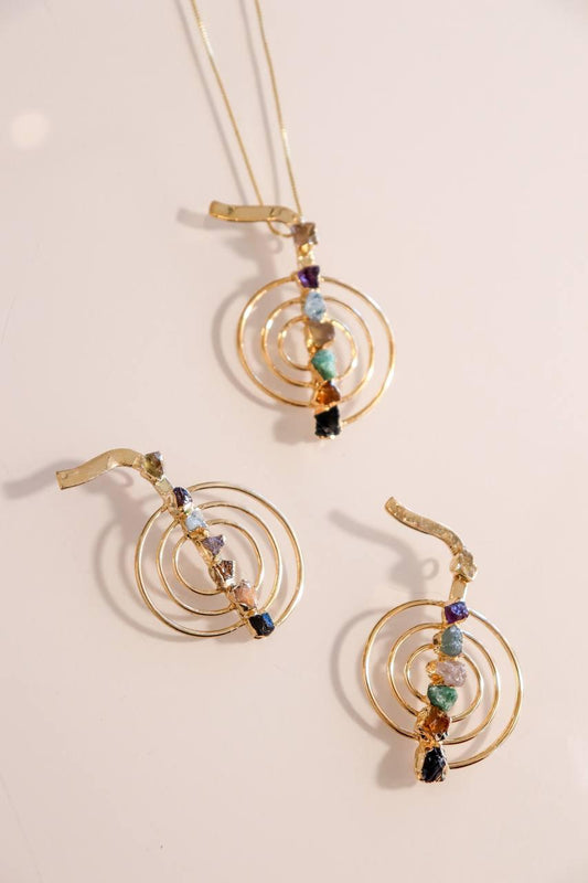 Colar Longo Reiki Chakras Banho Ouro