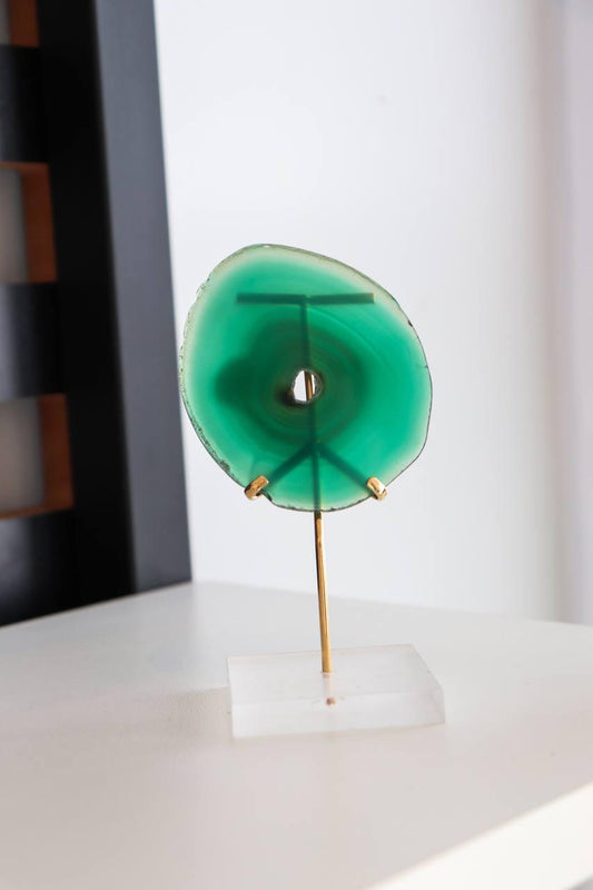 Chapa Ágata Verde na Base Acrílica