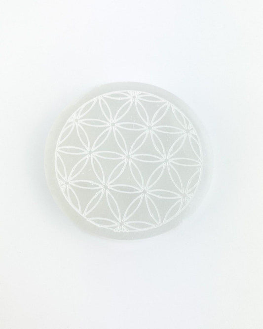 Selenita Chapa Energizadora Mandala Flor da Vida Pequena