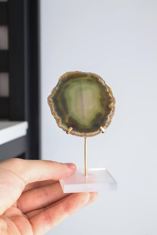 Chapa Ágata Verde na Base Acrílica