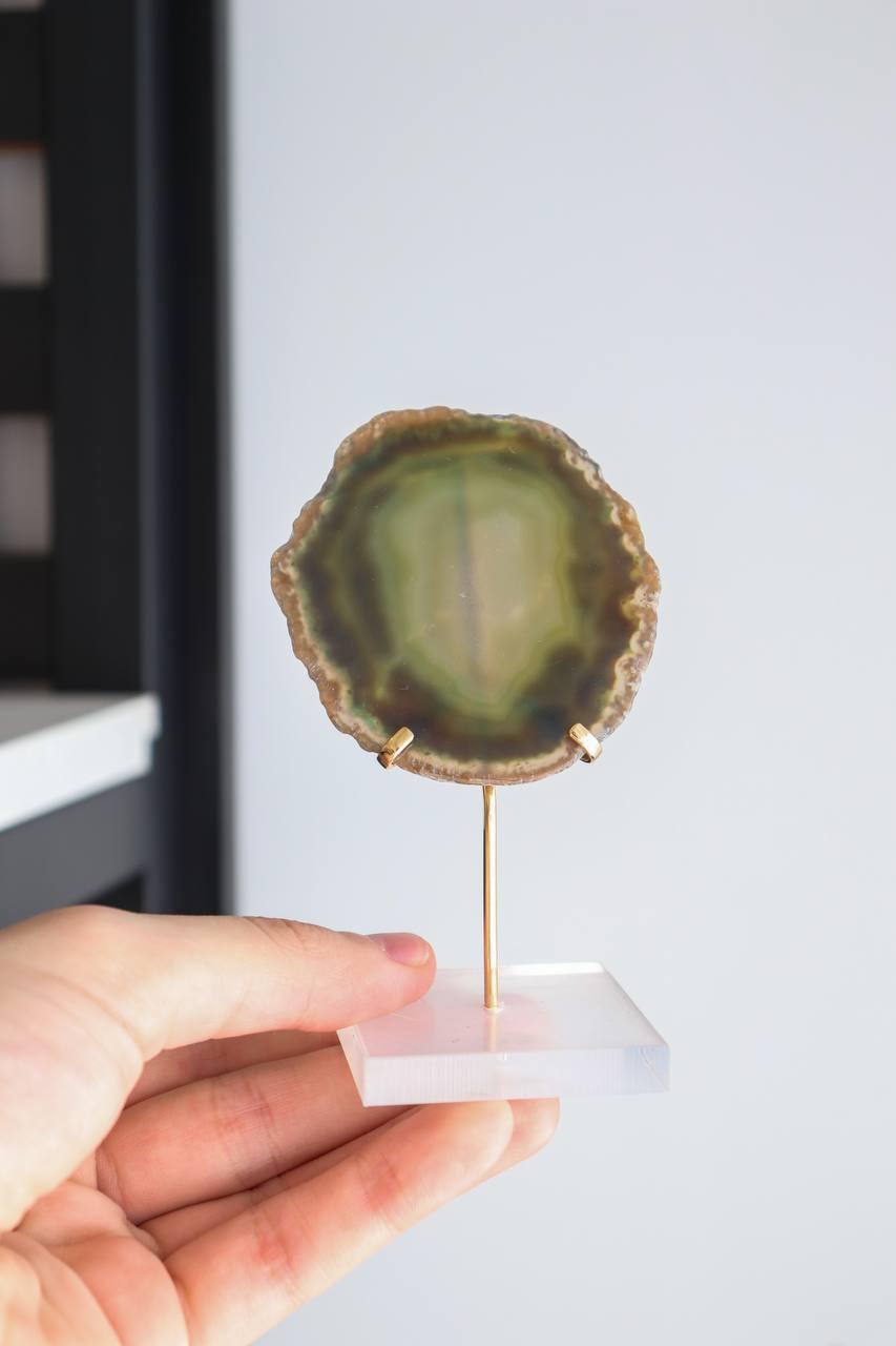 Chapa Ágata Verde na Base Acrílica