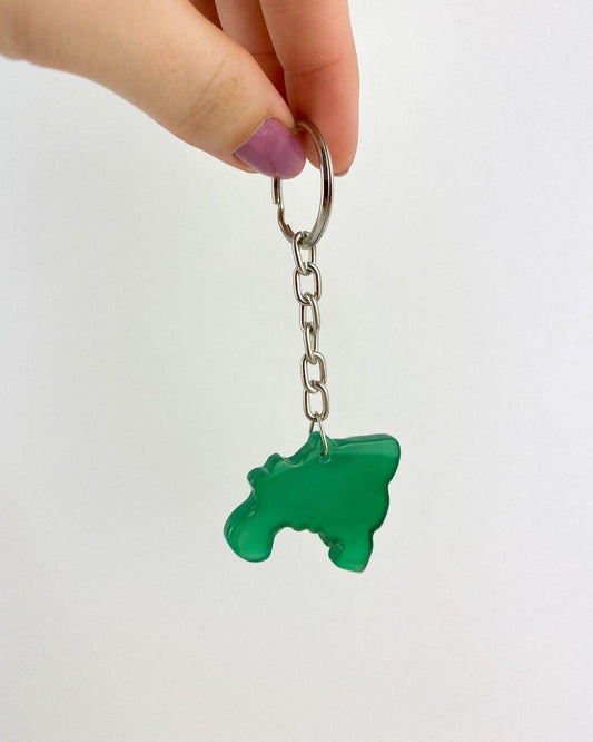 Chaveiro mapa Ágata verde prateado