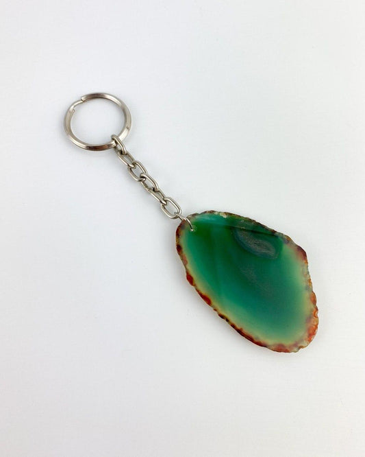 Chaveiro chapa de Ágata verde prateado