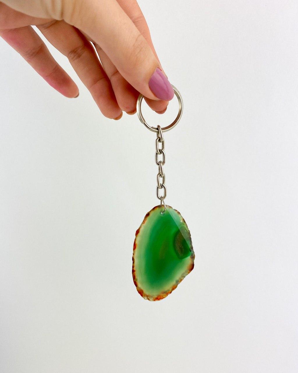 Chaveiro chapa de Ágata verde prateado