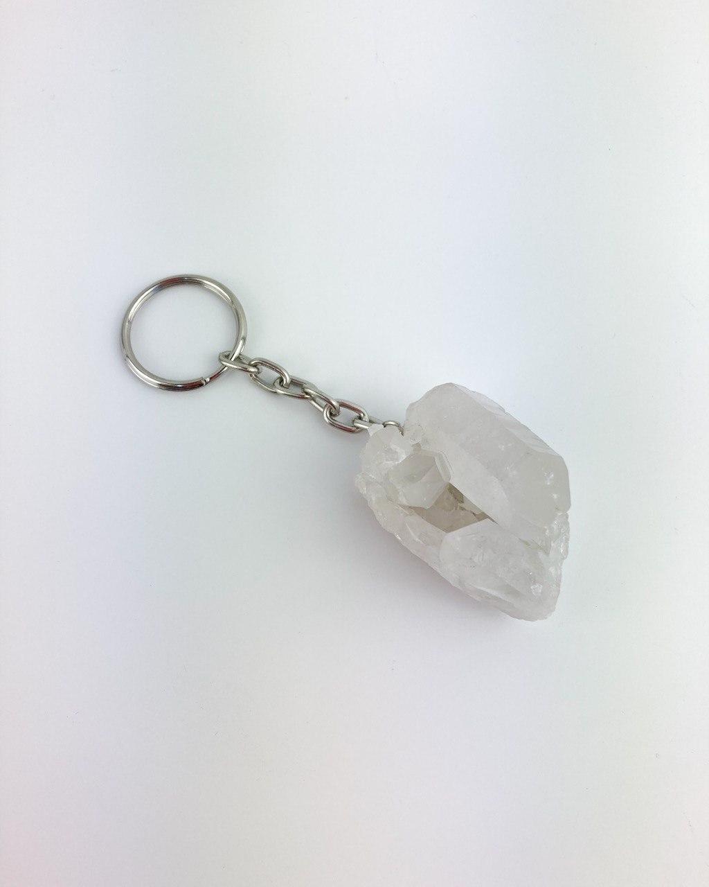 Chaveiro Drusa de Cristal bruto prateado