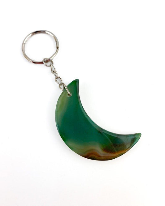 Chaveiro Lua Ágata verde prateado