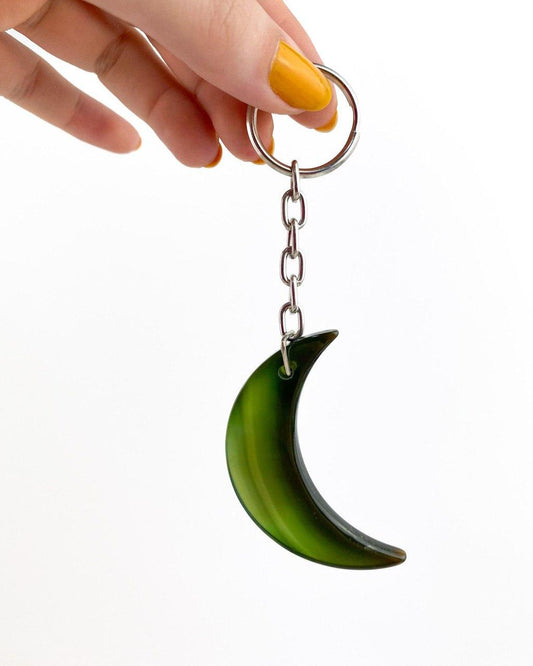 Chaveiro Lua Ágata verde prateado