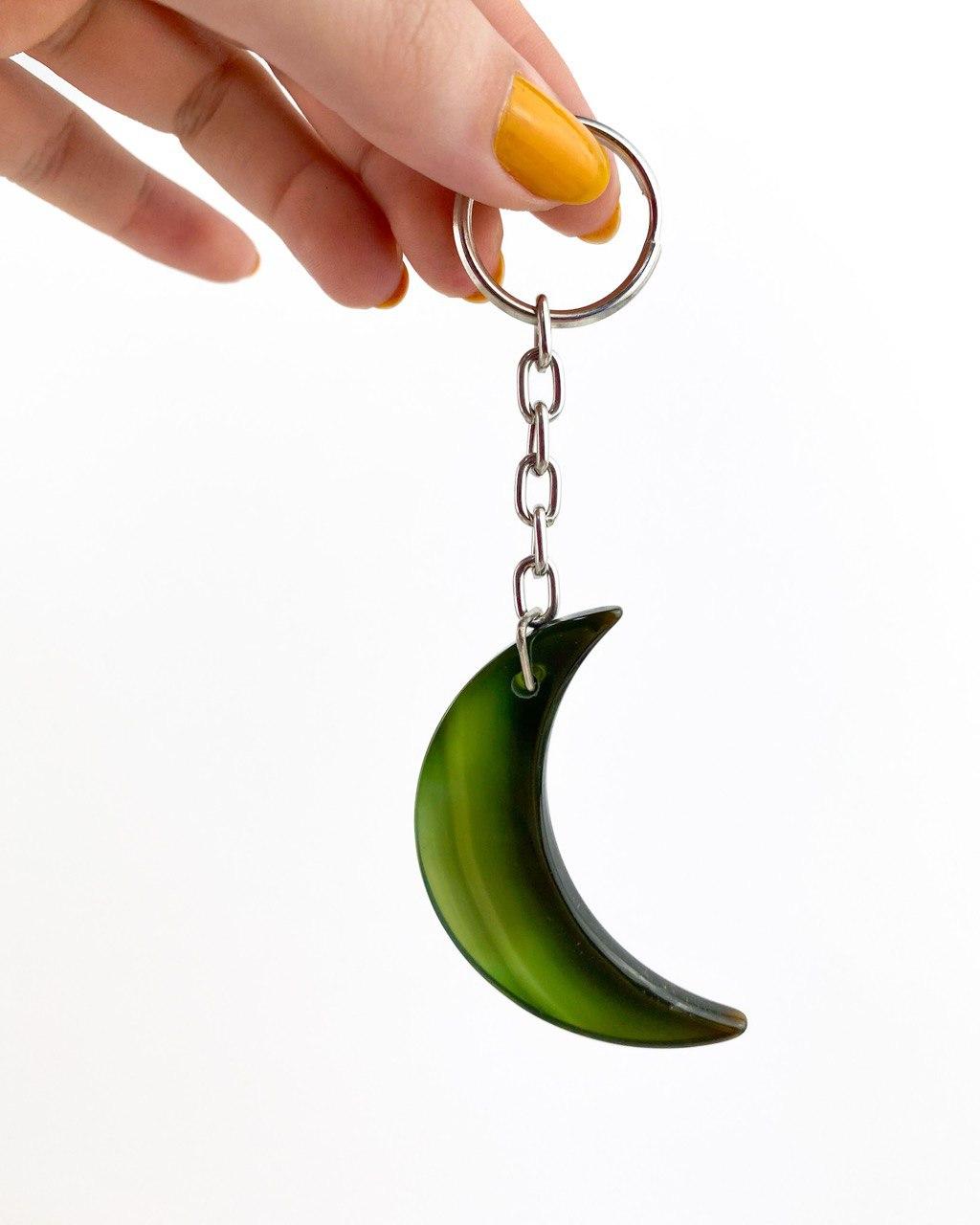 Chaveiro Lua Ágata verde prateado