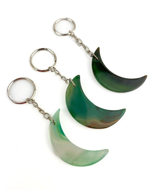 Chaveiro Lua Ágata verde prateado