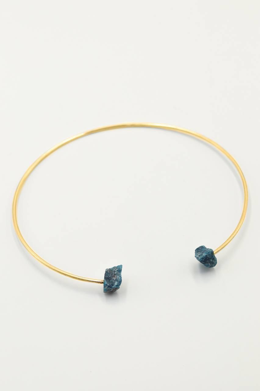 Choker Apatita Azul Banho Ouro