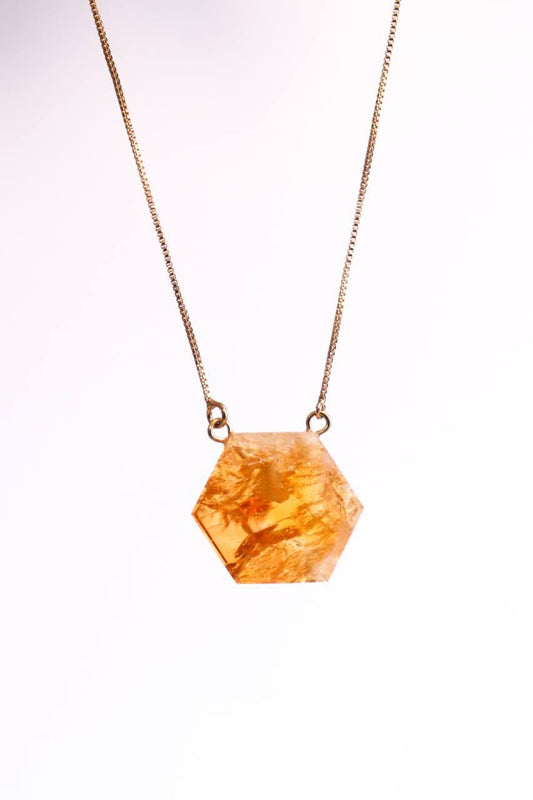 Colar Difusor Citrino Banho Ouro