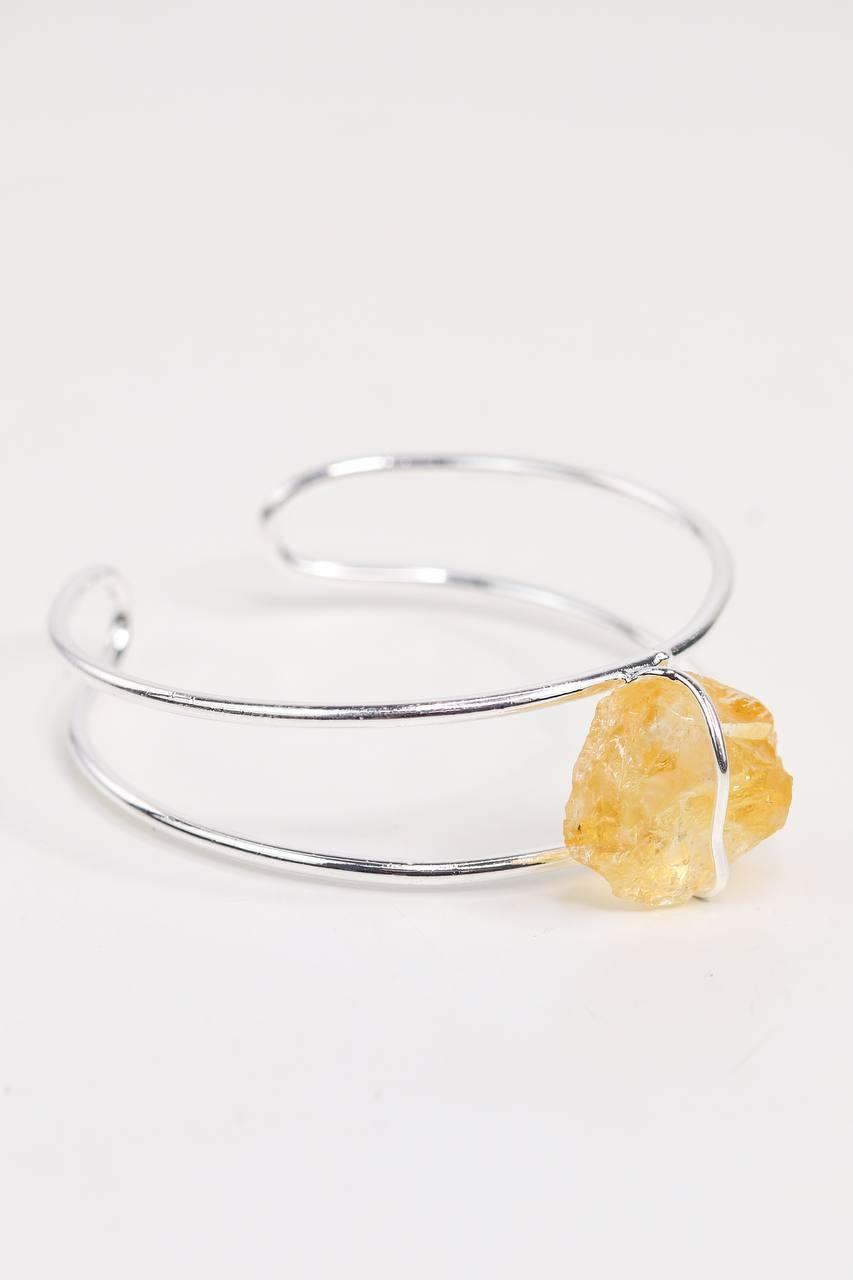 Bracelete Citrino Laços Banho Prata