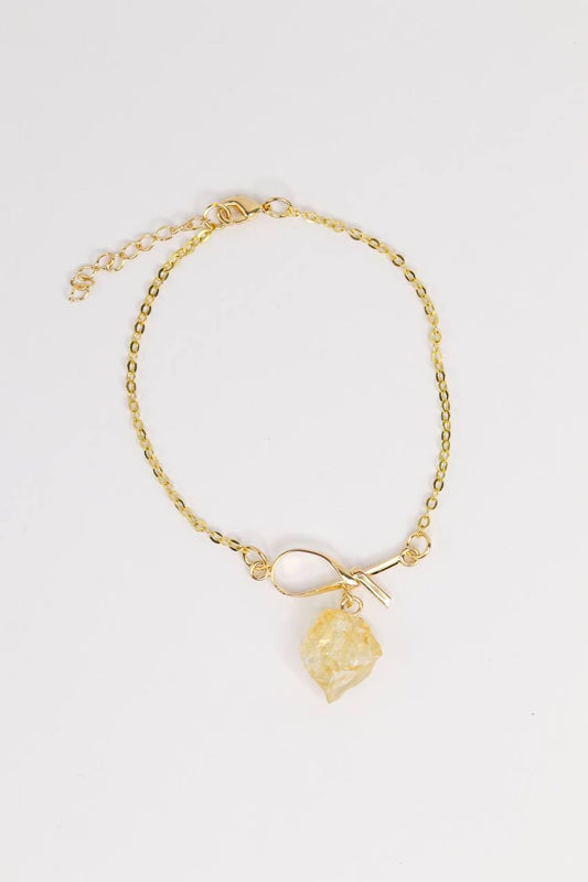 Pulseira Citrino Laços Banho Ouro